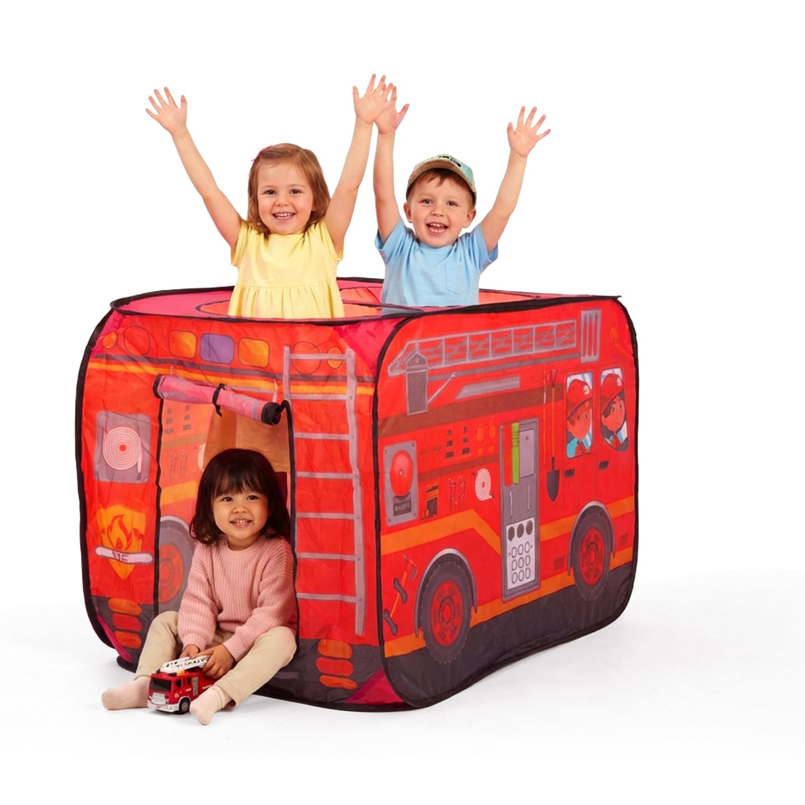Fire Truck Pop Up Tent for Kids – Foldable Playhouse for Boys Girls Ages 3-8 – Indoor Outdoor Waterproof Play Tent with Carry Bag – Imaginative Role-Play Toy Gift