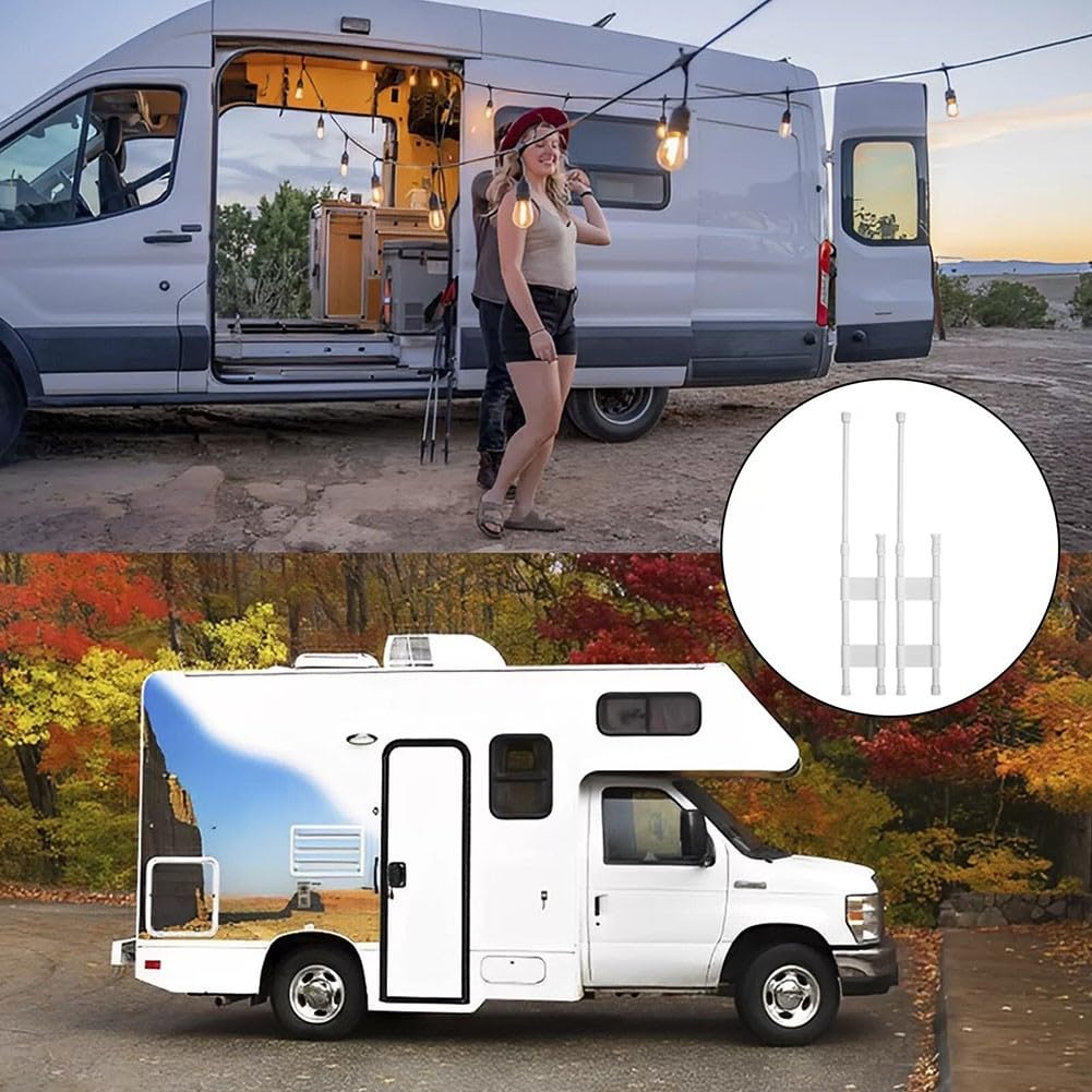 Barras de refrigerador ajustables para caravana, barras de tensión para nevera, barras de tensión dobles para caravana, barras de tensión ajustables, organizador de nevera, estante extensible