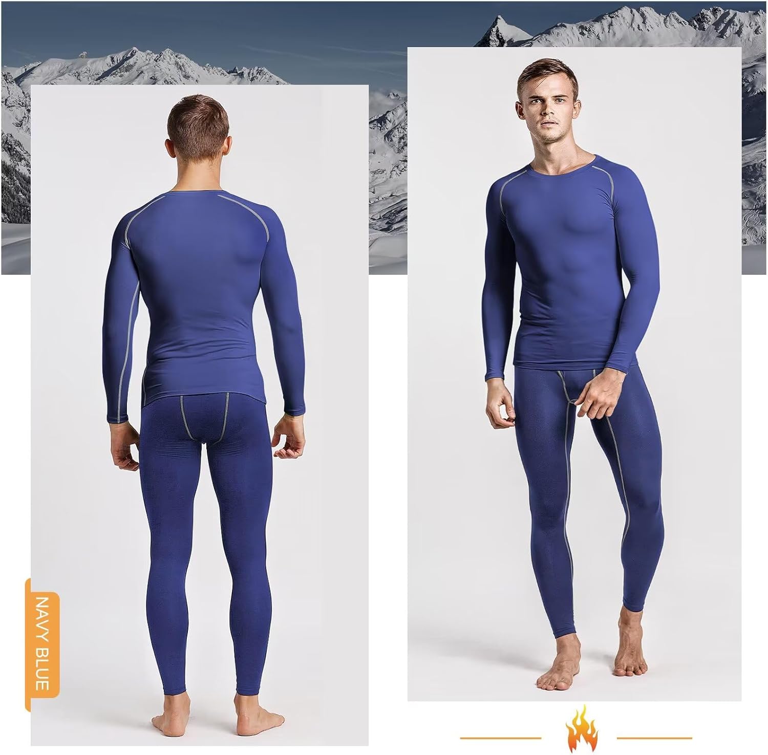 Tesuwe Mens Thermal Underwear Set Skiing Compression Pants and Shirt Long Sleeve Base Layer,Quick Dry,Wicking