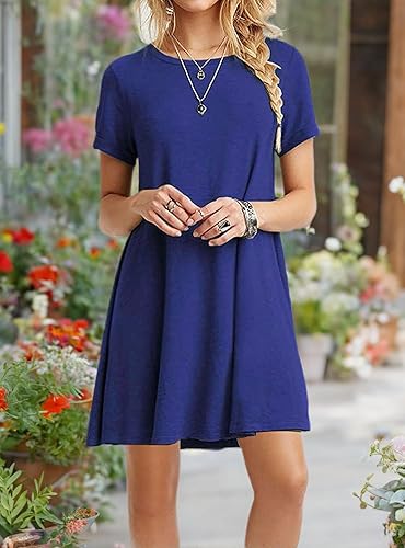 Miniatura 6 de TOPONSKY - Vestido casual tipo túnica para mujer vestido sencillo, holgado, liso, tipo camiseta, acampanado