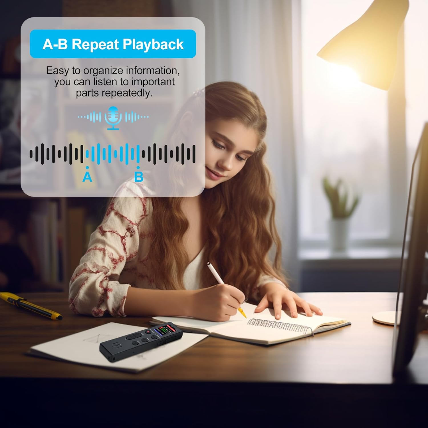 COVVY Draagbare digitale spraakrecorder Geluid Audio Recorder Dictafoon LCD Recorder MP3-speler-8GB (zwart