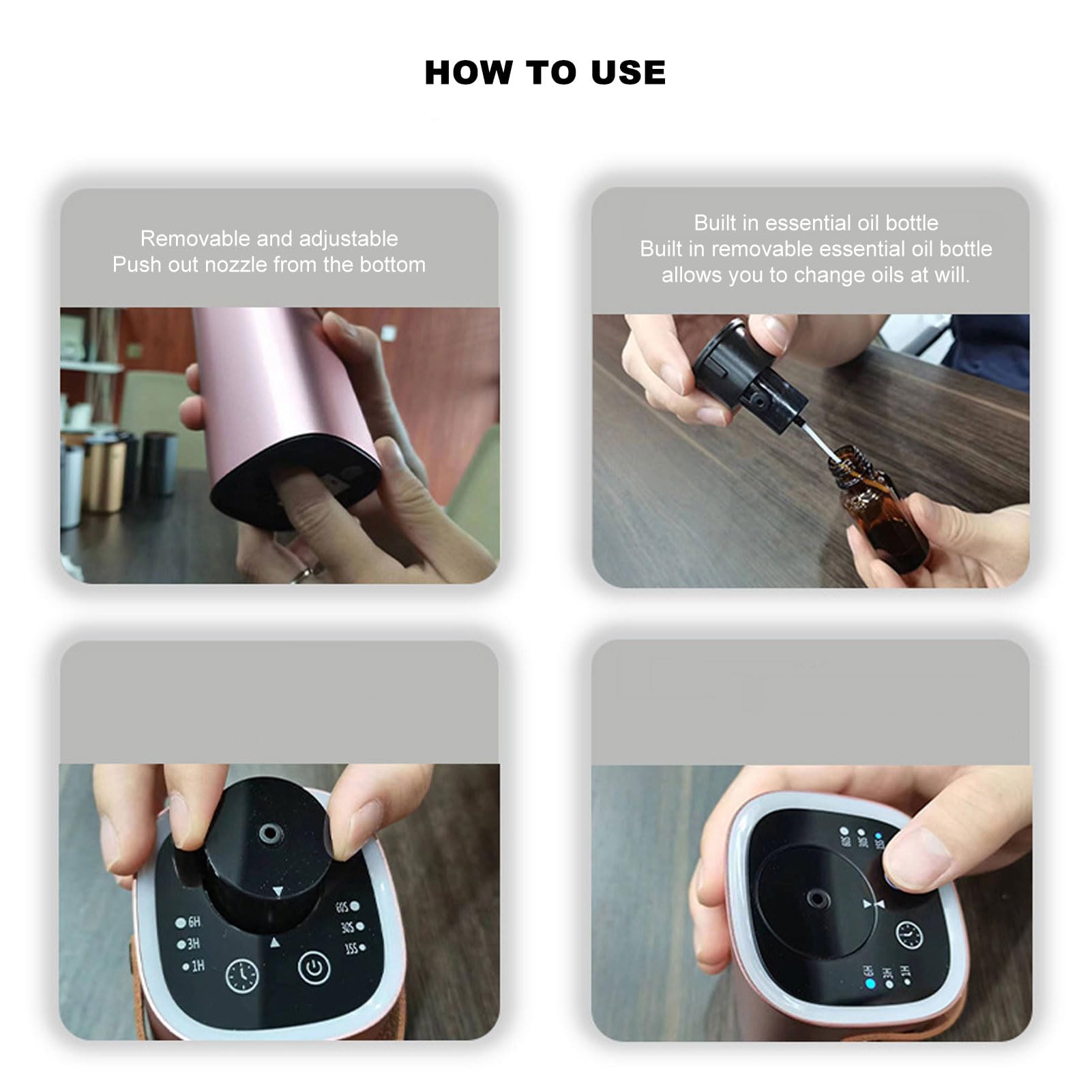 Difusor de Aromaterapia sin Agua Portátil, Pantalla Táctil Inteligente USB de Carga USB Difusor Humidificador Humidificador Automático Fragancia Máquina de Aerosol Difusor de