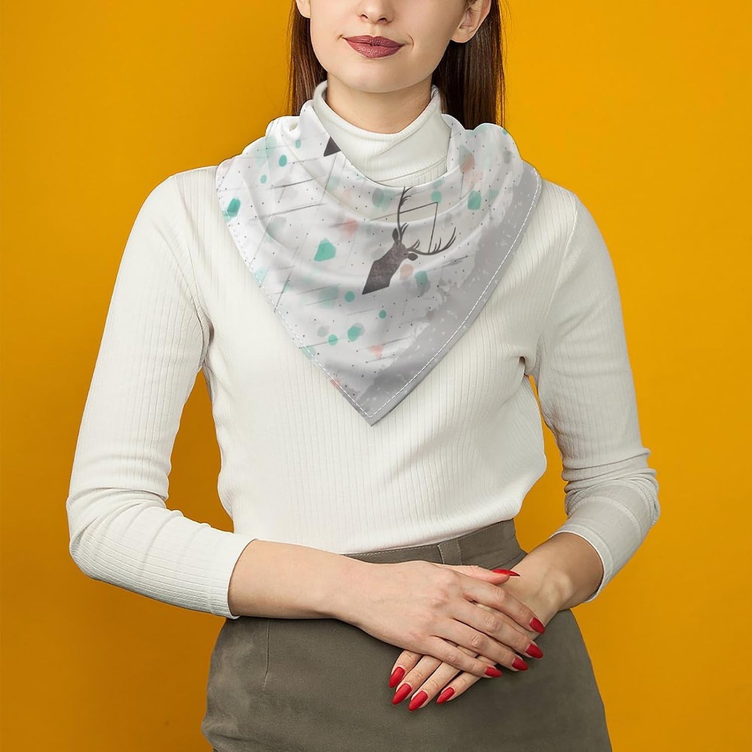 Bandana Headband Silk Hair Scarf Headwear Hunting Arrows Triangles Deer Bandanas Square Handkerchiefs for Men Women Face Mask image 5