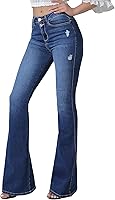 VIPONES Women's High Waisted Flare Bell Bottom Jeans - Stretchy Wide Leg Bootcut Denim Pants Sizes 0-20