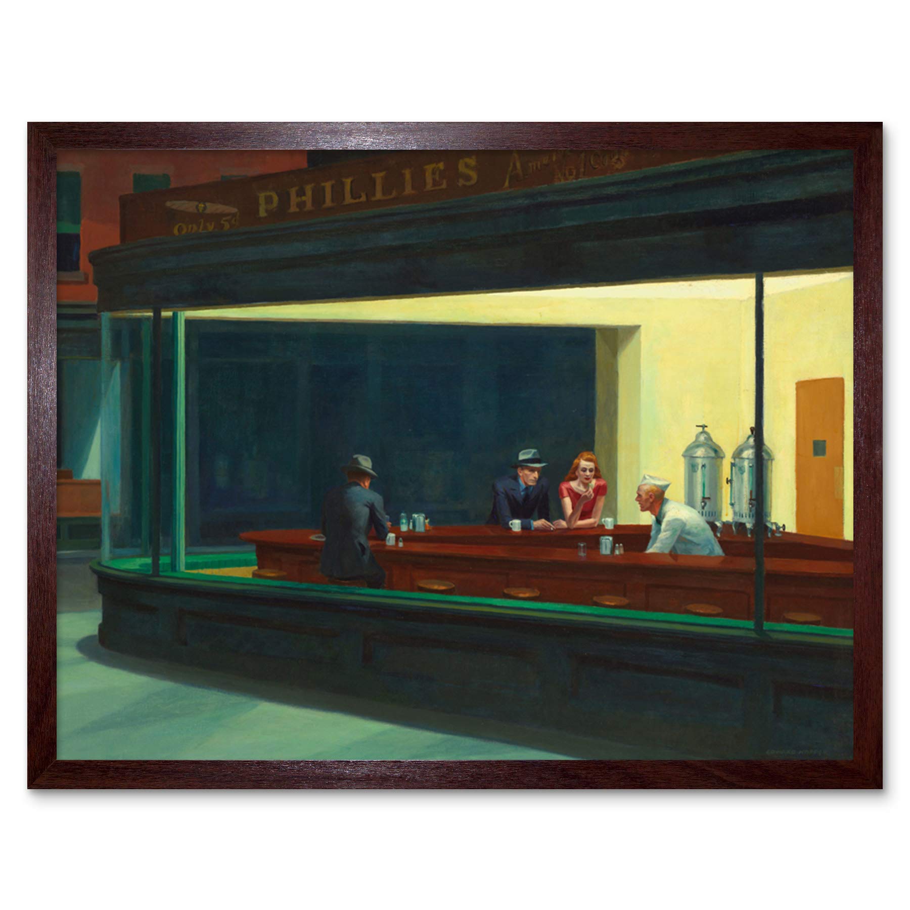 Edward Hopper Nighthawks Iconic Painting Art Print Framed Poster Wall Decor 12x16 inch