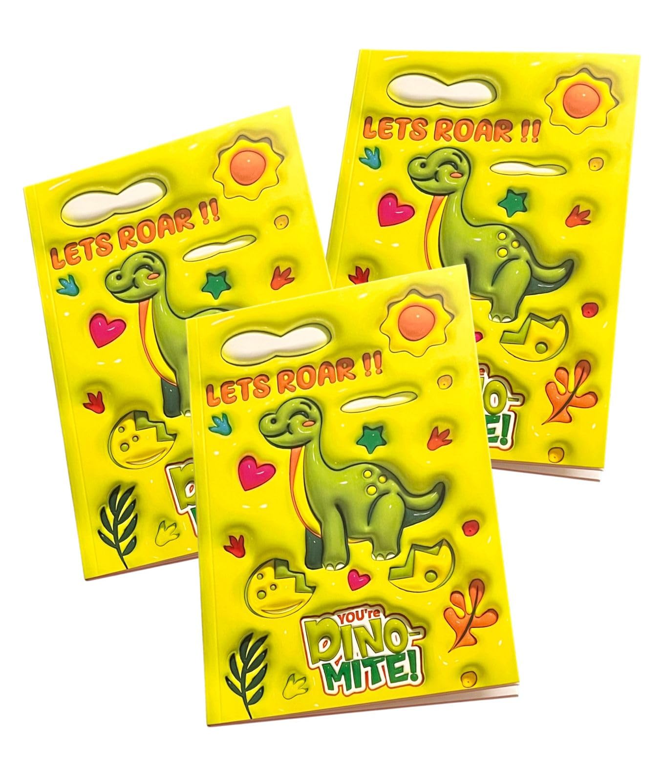 6 Piece Kawaii Dinosaur Notebook Diary For Kids Party Return Gift | 3D Animated Latest School Stationery Cute Fancy Stylish Birthday Theme Gifts