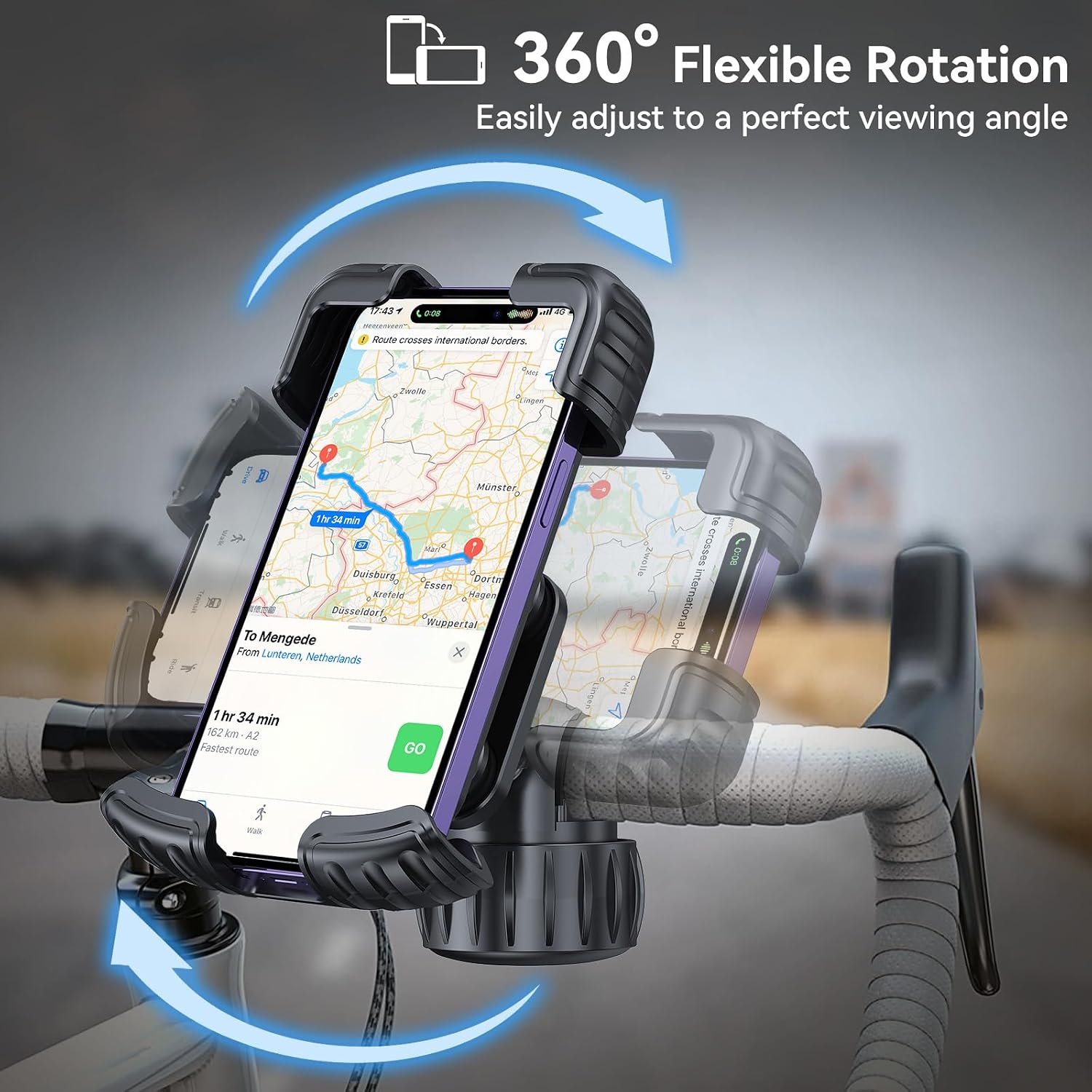 aceyoon Bike Cell Phone Holder, Phone Holder for Motorcycle, Scooter Phone Clip Suitable for 0.59''-1.18'' Handlebars for iPhone Air 17 Pro Max,16 15 Pro Max, More 4.7 to 6.8" Smartphones