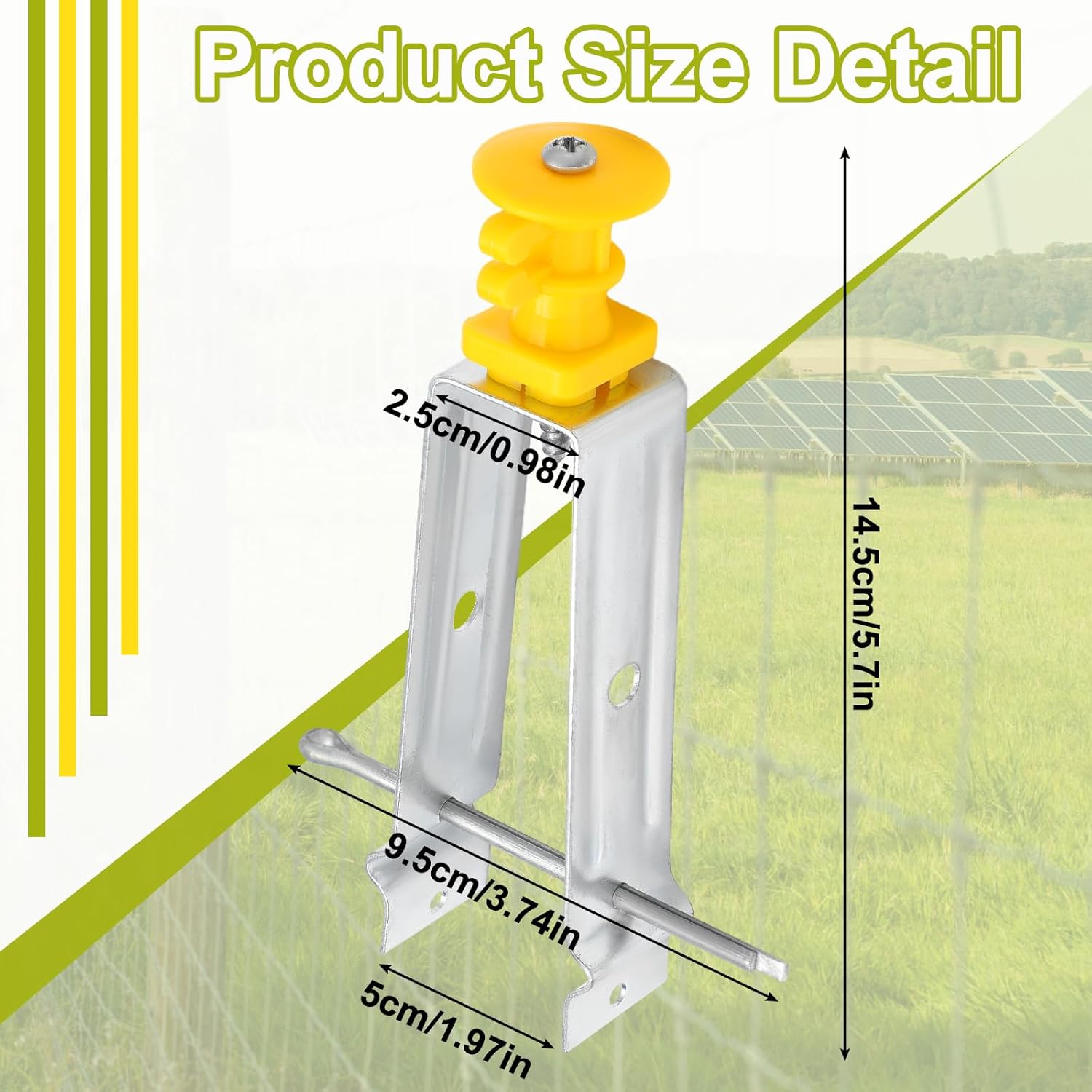 Tondiamo Chain Link Insulator Electric Fence Stainless Steel Insulator T Post Extender Wire Holders for Chain Link and Studded T & U-Posts Tubing(Yellow,25 Pcs)