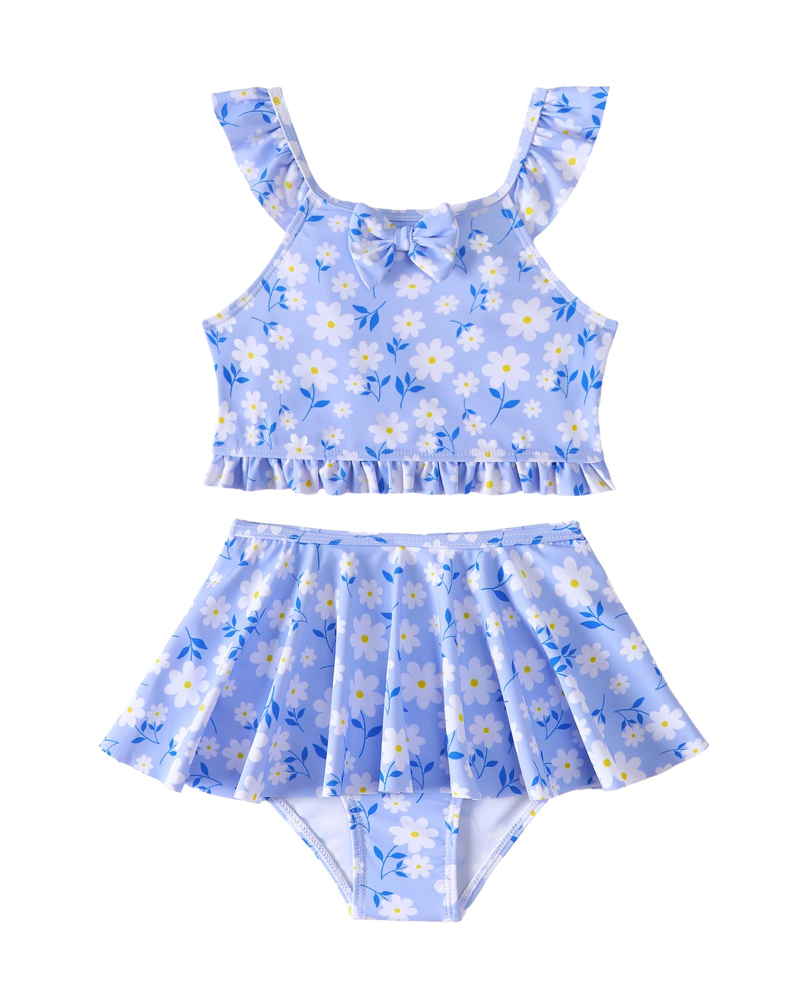 Saeaby Toddler Little Girls Swimsuit Summer Halter Ruched Tankini 2 Piece Bathing Suit for Girl Beach Swimwear 3-8Y
