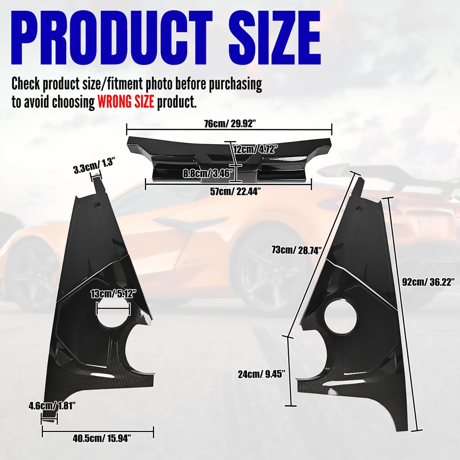 Engine Compartment Surround Overlay,Carbon Fiber Pattern Engine Bay Panel Cover Trim Side Panel Center Strut Cover for Corvette C8 Stingray Z51 2020+ for C8 Z06/E-Ray 2023+