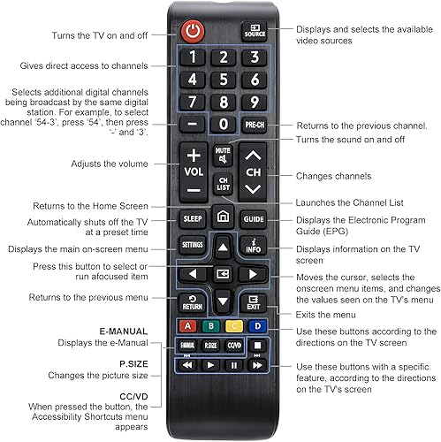 Miniatura 8 de BN59-01301A - Control remoto universal de repuesto compatible con televisores inteligentes Samsung, LED, LCD, HDTV, 3D (actualizado desde