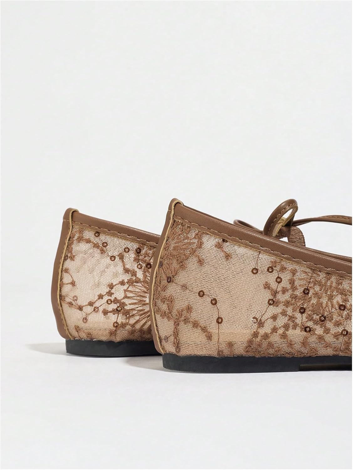 Women's Polka Dots Mesh Ballet Flats Shoes Bowknot Pointed Toe Flats Closed Toe Comfortable Dress Shoes - Image 4