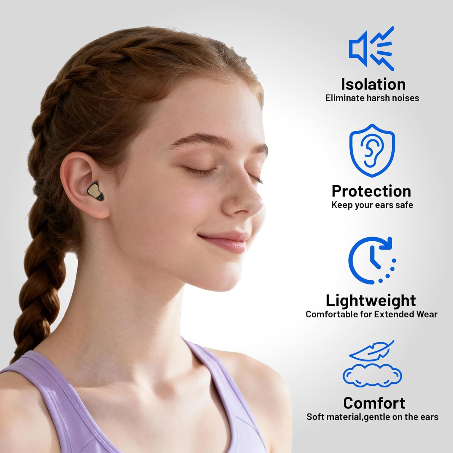 Ear Plugs for Sleeping 32dB Noise Reduction Earplugs for Noise Cancelling & Sleep, Reusable Travel, Work, Focus & Concert, Ultra Soft with 4 Pairs of Ear Tips & a Portable Case