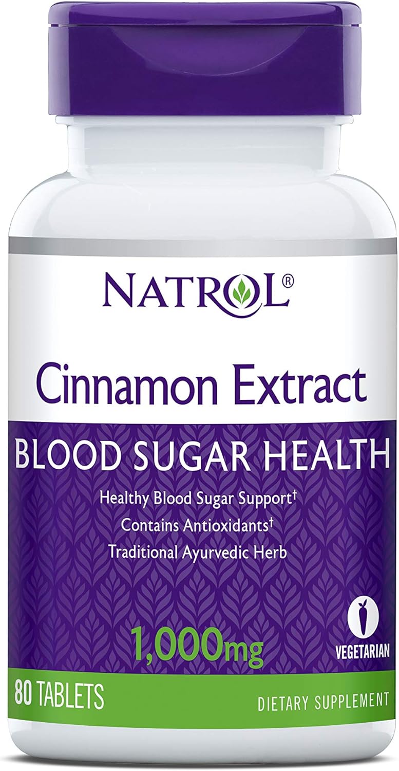 Natrol Cinnamon Extract Tablets 1,000mg 80 Count : Health & Household