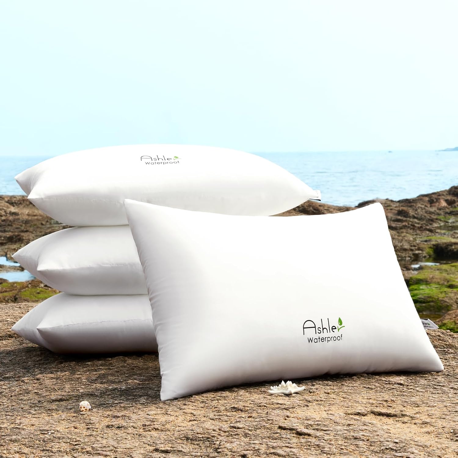 Ashler Outdoor Waterproof Pillow Inserts - 14 x 22 Pillow Inserts Set of 4, Water Resistant Patio Furniture Pillows Decorative for Garden, Hypoallergenic Lumbar Pillow for Sofa Couch