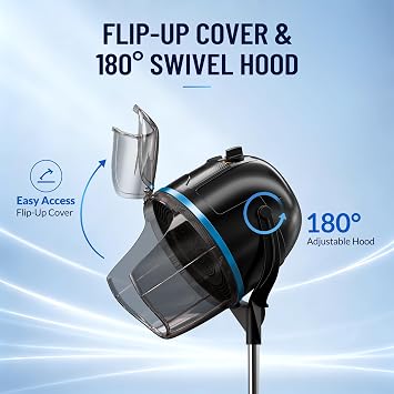 1300W Adjustable Hooded Hair Dryer Professional Stand Up Bonnet Hair Dryer Salon Equipment with Rolling Base for Home Hair Drying