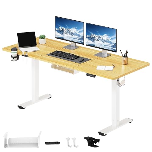 SANODESK Bureau Assis Debout 160×60cm Plateau FSC Érable
