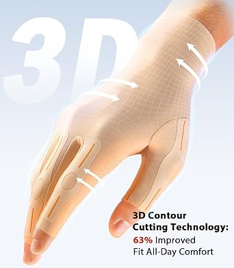 Compression Arthritis Gloves for Women&Men with Graduated Pressure Design for pain, Finger Support for Hand Comfort, Daily Wear & Sleep Use for Crocheting, Typing Fit Palm 7.3-8.3'' Skin M