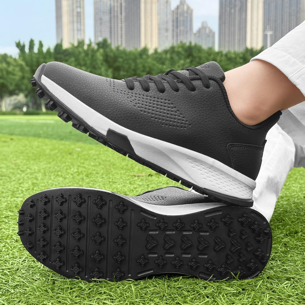Men's Golf Shoes with Spikes, Suitable for Greens & Outdoor Grass, Waterproof & Slip-Resistant Golf Footwear for Men & Women