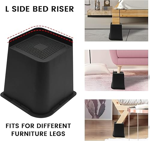 Miniatura 3 de Elevadores de cama de 4 pulgadas, 6 pulgadas, 8 pulgadas, elevadores de muebles de gran tamaño, soporta hasta 6000 libras, elevación de 4 pulgadas