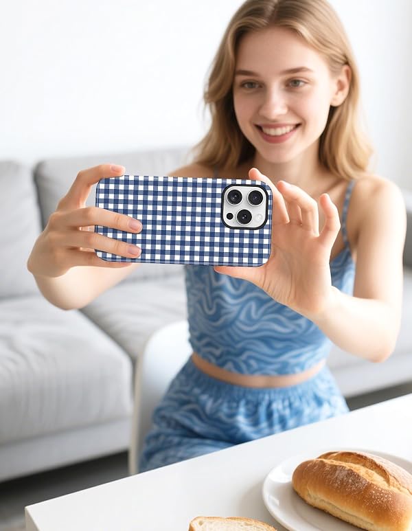 Aitipy Magnetic Plaid Phone Case for iPhone 15 Plus, Dark Blue by Aitipy - Used condition - Image 6