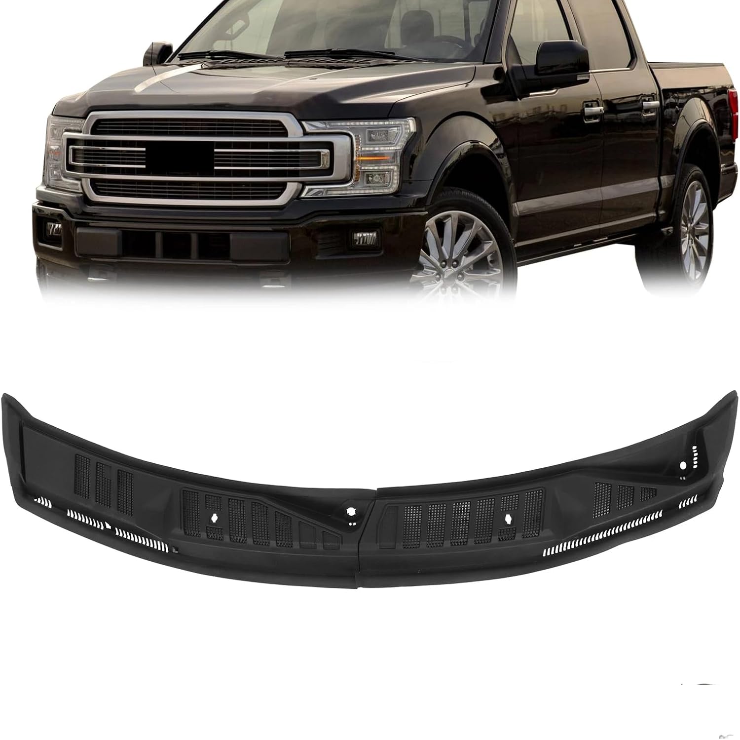 Windshield Window Wiper Cowl for 2015-2020 Ford F-150, Windshield Wiper Cowl Panel Grille, OE FL3Z15022A69A, FL3Z25022A69B