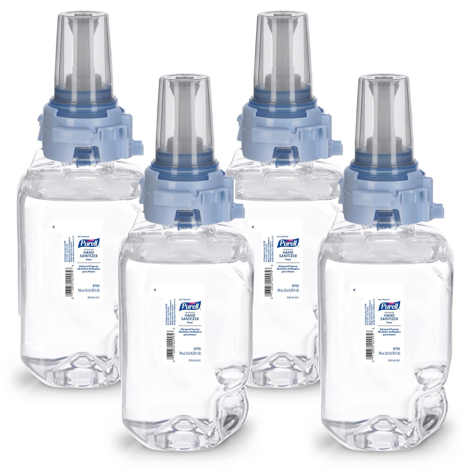 PURELL Advanced Hand Sanitizer Foam, 700 mL Luxurious Foam Hand Sanitizer Refill for PURELL ADX-7 Push-Style Dispenser (Pack of 4) - 8705-04,Clear