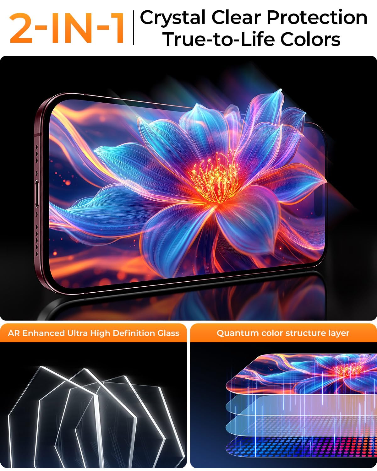 MRGLAS für iPhone 18 Pro Max für Panzerglas Sichtschutz 9H+, 2 Stück – Ansicht 8