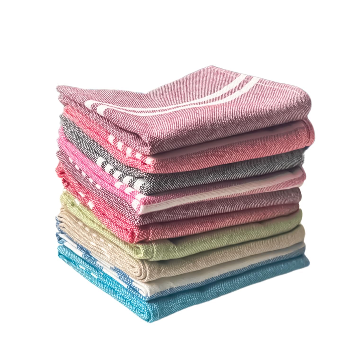 10 Pcs Dishcloths | 12x16 Inches | Bulk Cotton Kitchen Cleaning Dish Cloths | Scrubbing Wash Cloth Sets | Multipurpose Cloth | 100% Cotton. (Multicolor, Set of 10)