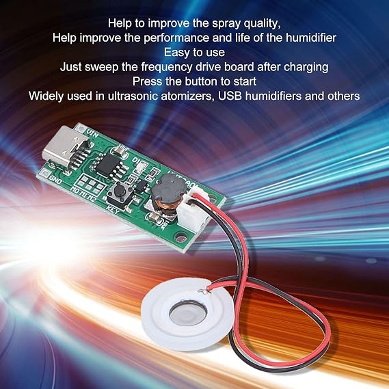 Mist Maker Atomization Plate, Easy to Use USB Humidifier Module for Ultrasonic Atomizers with Multiple Modes, DIY Kit