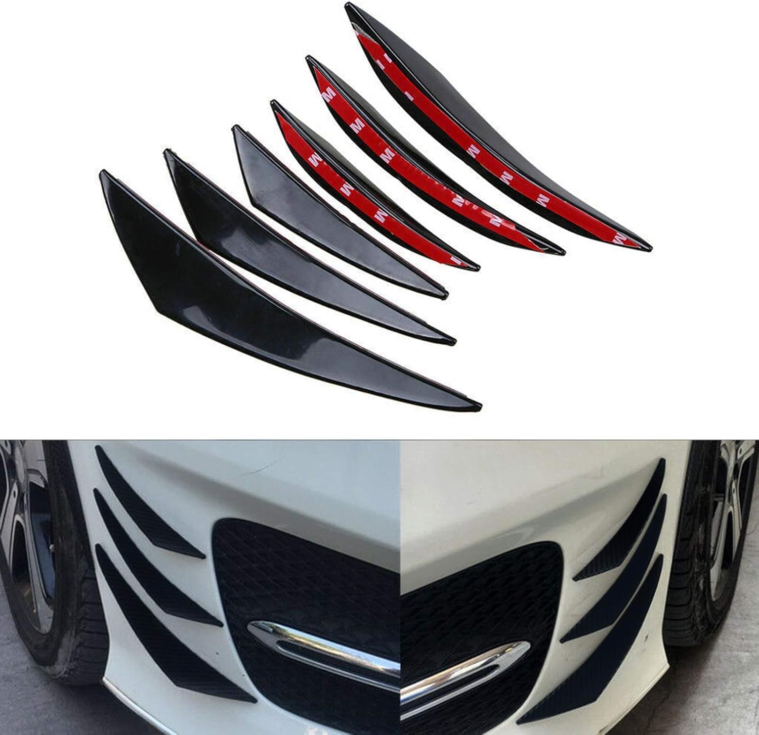 Front Bumper Lip Splitter for Nissan Altima 2013 2014 2015 2016 2017 2018, 6Pcs Glossy Canards Fins Body Kit Valence Chin Spoiler Winglets Auto Exterior Trim Modification