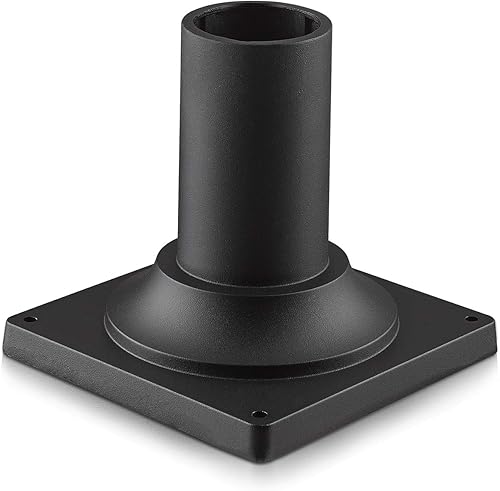 Miniatura 5 de Base de montaje en muelle negro, paquete de 2 adaptadores de base de aluminio fundido HWH para postes de más de 3 pulgadas de diámetro, 5HW38PA-2PK