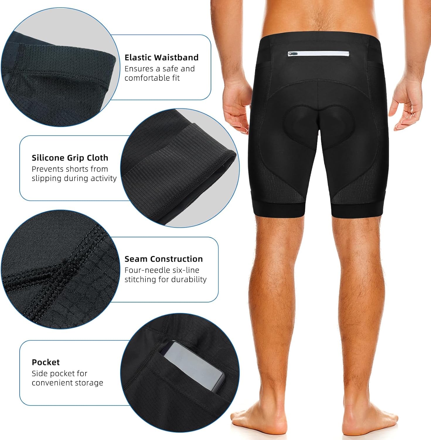 Men's Bike Shorts 4D Padded Cycling Tights Road Bicycle Biking Riding Pants Lightweight MTB Cycle Shorts UPF 50+ - Image 2