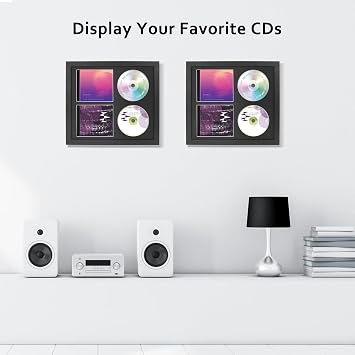 FramePro Double-layer CD Display Frame vinyl record frame Cover & Disc 36x32,5 cm Black Mount Real Glass Photo Picture Display