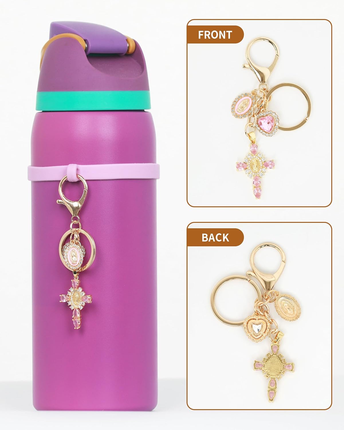 Cross Purse Charms Keychain- Sparkling Rhinestone Cross Key Chain Bag Charms Wallet Accessories - Image 3