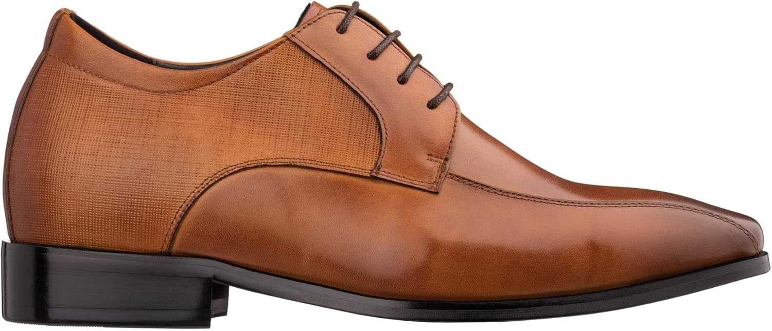 TOTO Men's Invisible Height Increasing Elevator Shoes - Brown Leather Lace-up Formal Dress Oxfords- 2.2 Inches Taller - Y6364 - Size 9 D(M) US - Image 3
