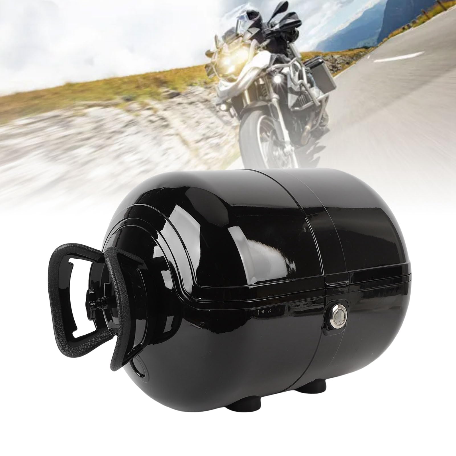 Coffre Moto 28L Top Case, Coffre de Rangement Étanche avec (Black)