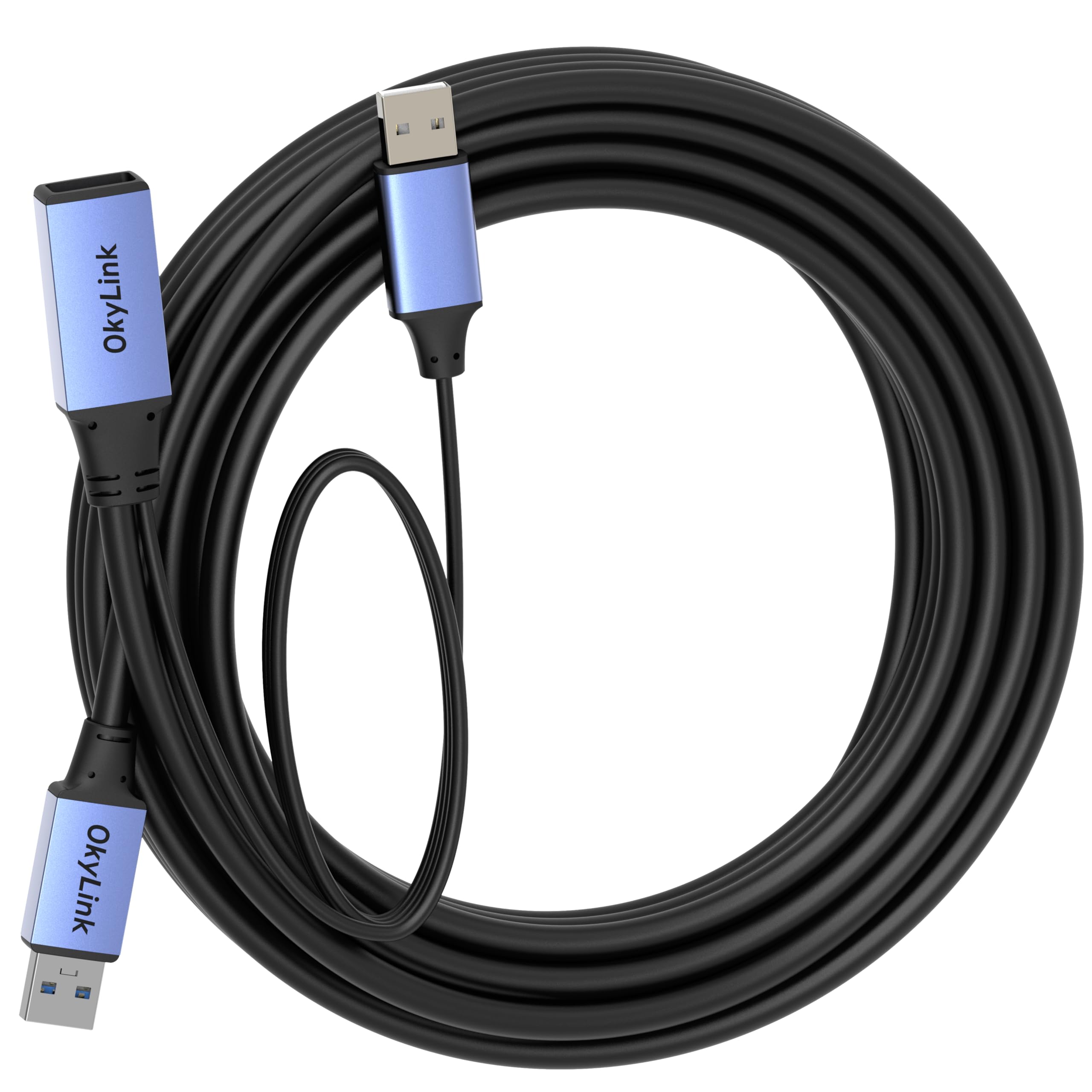 OkyLink Active - Cavo prolunga USB 3.0 da A ad A, da maschio a femmina, 7,6 m | 8 m, 3.2 Gen1, con cavo di alimentazione, 5 Gbps, Plug and Play, per telecamera CCTV, stampante