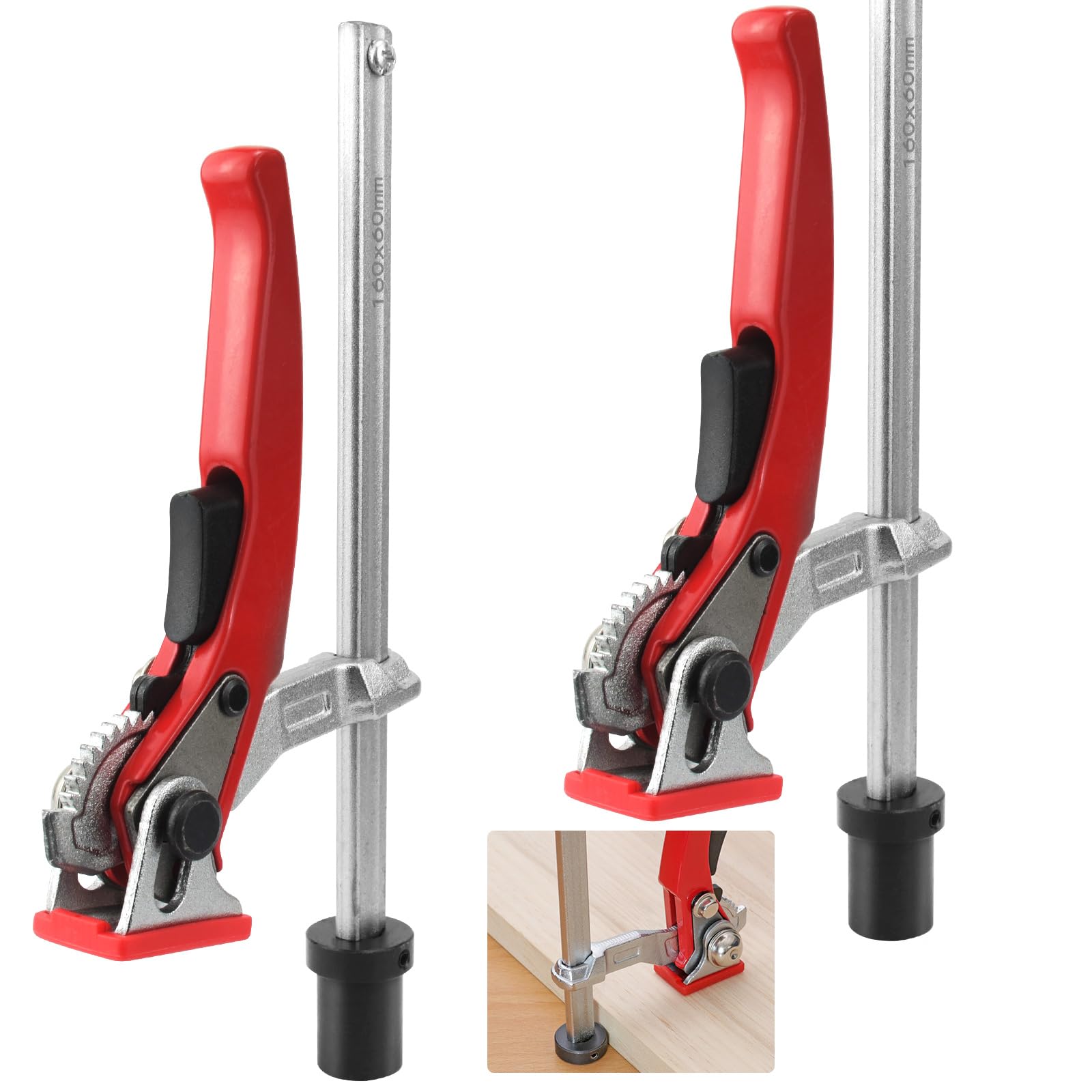 ZHEHNSA 2 stuks hefboomklemmen, klemelement 20 mm voor multifunctionele tafels, klemklem bankhaak 20 mm, verstelbare snelspanpers, tafelklemmen van aluminiumlegering, klembereik 160 mm
