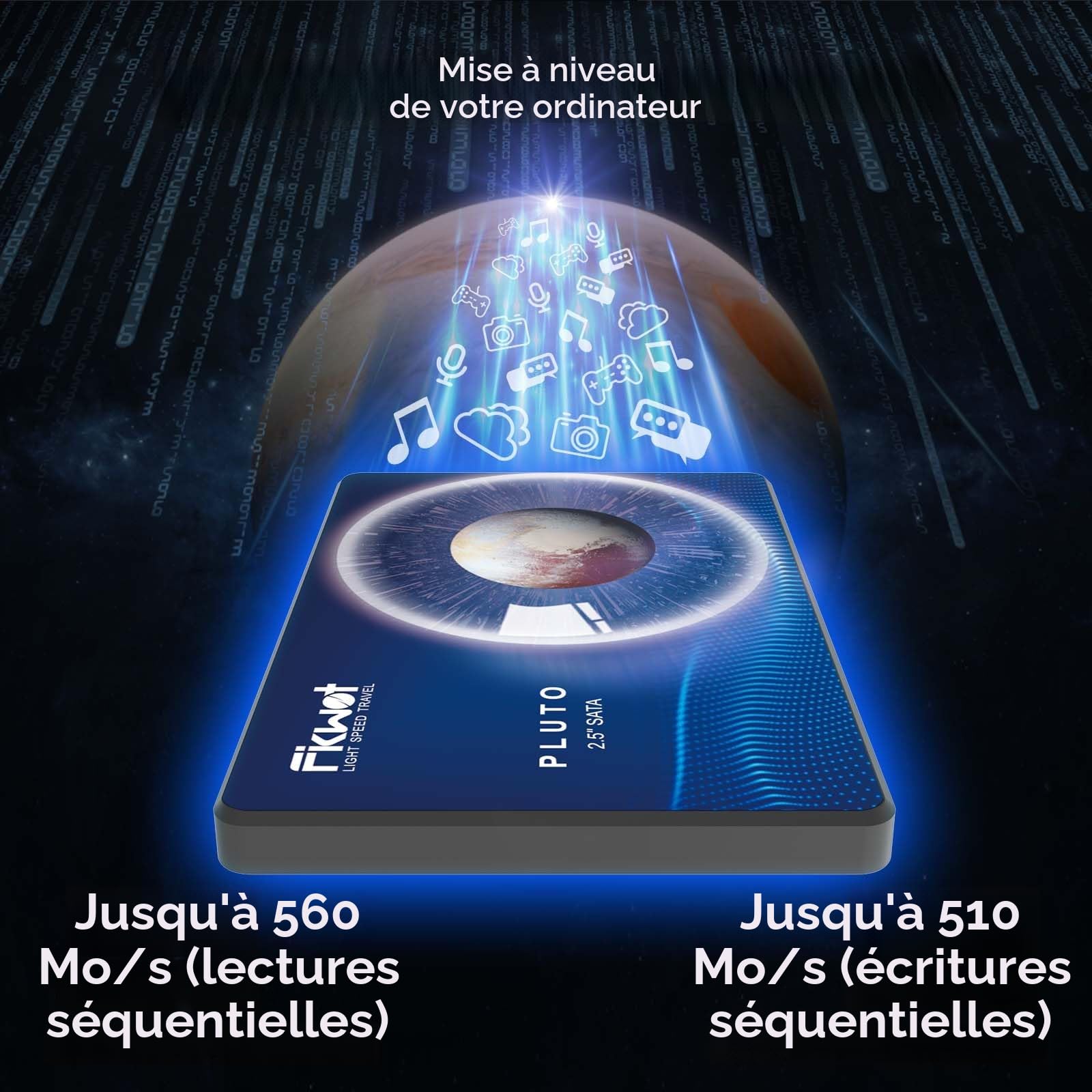 Fikwot FX815 256Go SATA SSD 2,5" SATA III 3D NAND Flash Jusqu'à 550MB/s