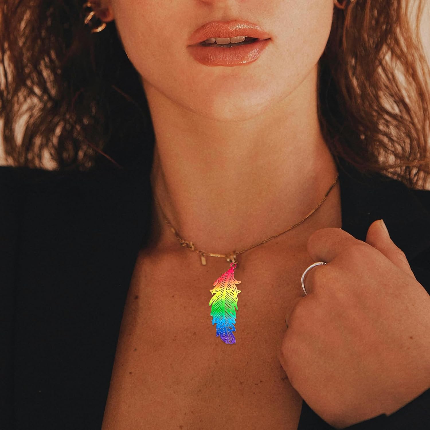 Multicolor Filigree Feather Charms Hollow Color Painted Plume Pendant for DIY Earrings Necklaces Jewelry Making Accessories Bookmark Components Hanging Embellishments - Image 5