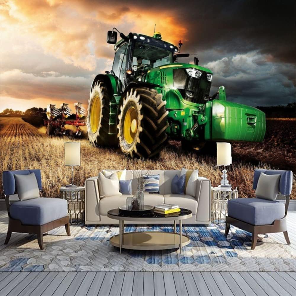 Mural De La Pared 3D Patrón De Papel Pintado De La Pared Pegatina Para El Dormitorio De La Sala De Estar Tractor 450(W) X315(H) Cm Foto De Pared Peel And Stick, Arte De Pared, Carteles-2726316