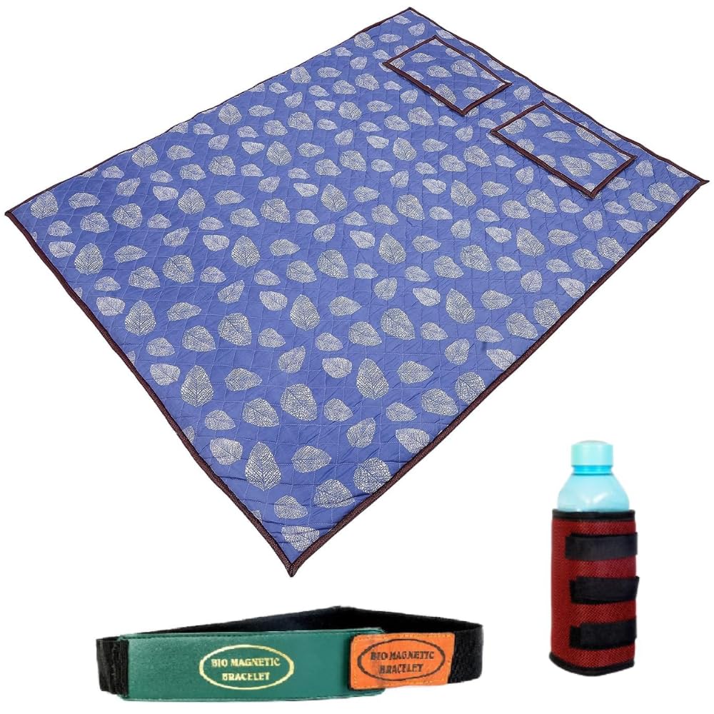 Bio Magnetic Mattress Pad | 5 x 6 Ft | Comes with 2 Pillow | Water Bottle Cover/Bio Magnetic Water Energy Pad | Bio Magnettic Hand Bracelet Combo for Deep Sleep and Pain Relief (5 x 6 Ft)-image-48