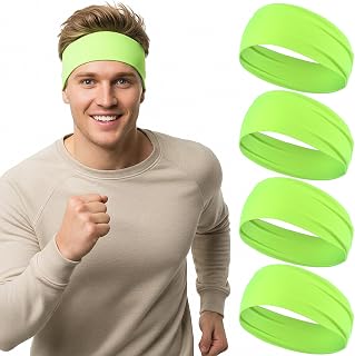 4 Pcs Sport Sweatbands for Men and Women, Sweat Headband Non-Slip,Camo Headband,Double-Layer Hairbands for Running,Basketball,Gym,and Fitness Working Out