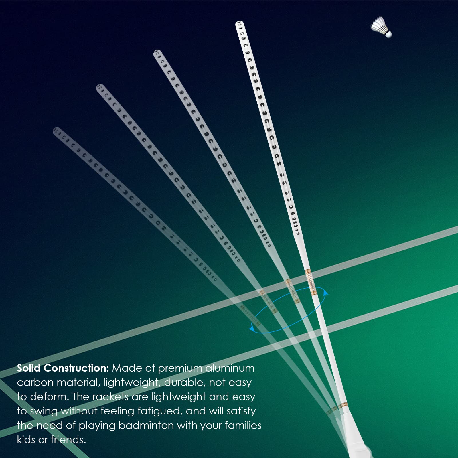 Set Badminton 2 Racchette In Alluminio-Carbonio Con Volani E Borsa - Rehomy - Foto 3