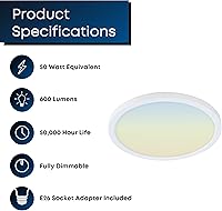 Vista 4 de Feit Electric LED Ceiling Downlight, Dimmable Flat Panel Ceiling Light with Color Selection (5CCT), TP24 Adapter Included