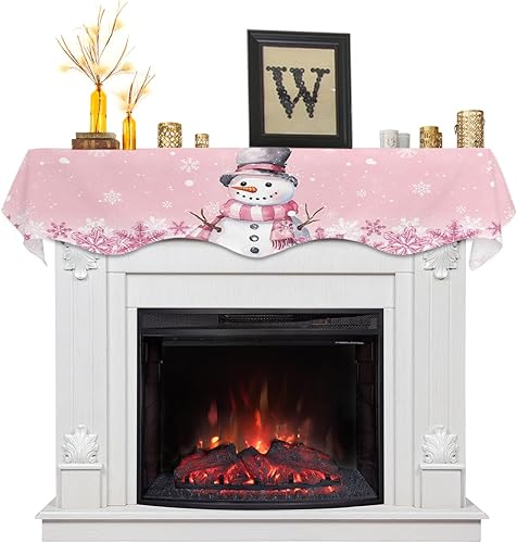 Funda para bufanda de chimenea de Navidad, color rosa rubor, mantel superior, para Navidad, Halloween, Acción de Gracias, otoño, decoración de