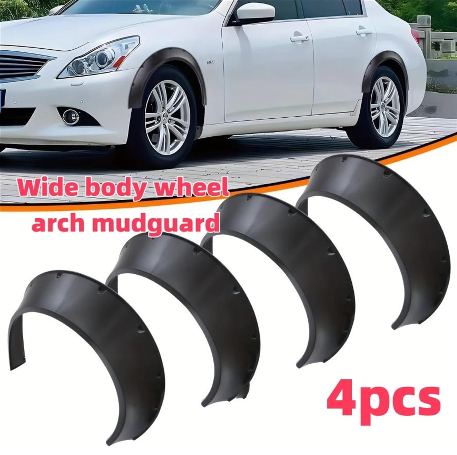 Parafanghi KIT Modifica auto in 4 pezzi Passaruota universale largo per berlina SUV Fuoristrada decorativo allargato(84x6cm)