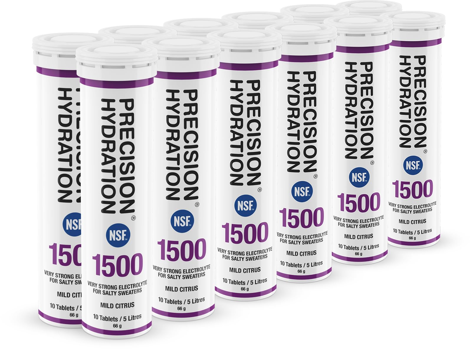 Precision Hydration Lite Electrolyte Beverage - Multi Strength Foam Hydration Tablets - Fights Cramps - Low Calories, Gluten Free, Vegan/Vegetarian Friendly (12 Tubes, 1500 mg/L - Purple Tube)