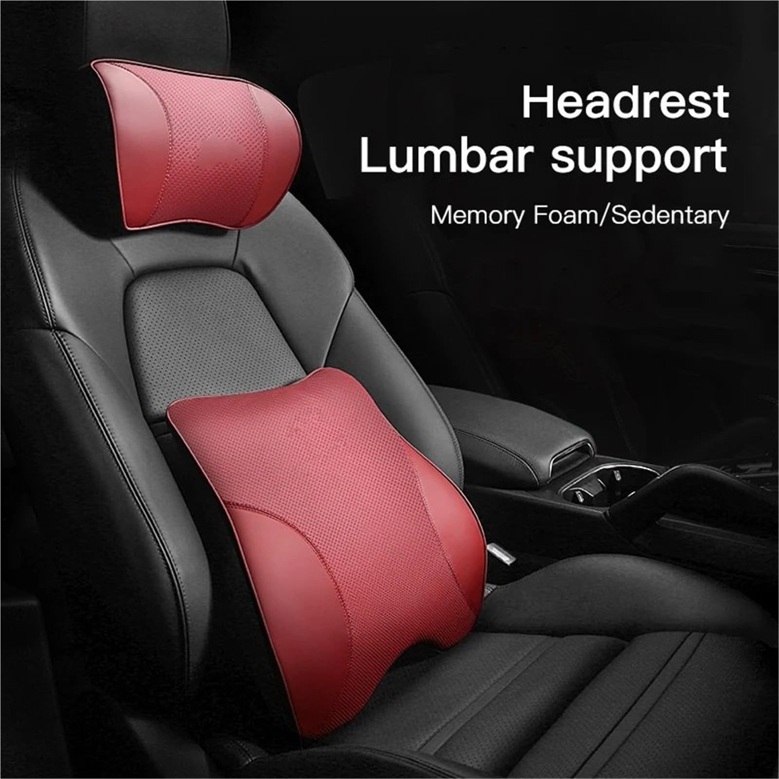 poduszka do jazdy Car Seat Headrest Do DS DS4S DS5 5LS DS3 DS4 DS6 DS7 DS9 WILD RUBIS SPIRIT E-Tense Zagłówek Fotela Samochodowego Poduszka Lędźwiowa Wnętrze(H-Red-Lumbar)